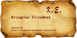 Kriegler Erzsébet névjegykártya